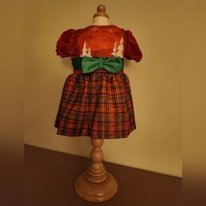 Red chritmas tree plaid party dress. For 18 Inch doll.  Fits American Girl doll
